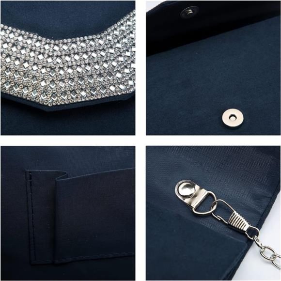 Women's Evening Bags Formal Party Clutches Wedding Purses Cocktail Prom Handbags - Picture 5 of 6